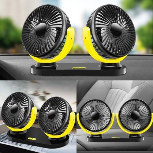 Vehicle Fan 12V 24V General Motors Small Electric Fan Large Freight Vehicle Dual Head Shaking USB Fan
