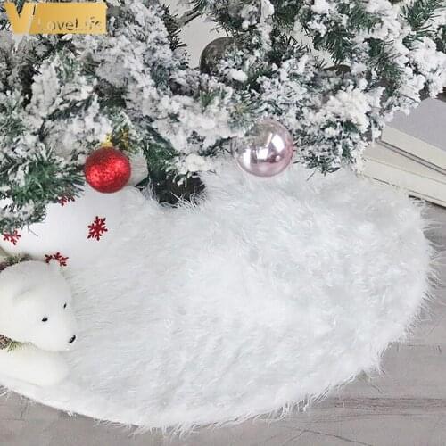 White Christmas Tree Skirt Christmas Mat Aprons Fur Natal Tree Skirts New Year Decoration 2021 Xmas Decorations For Home