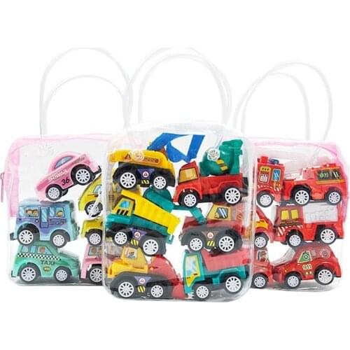 6pcs Car Model Toy Pull Back Car Toys Mobile Vehicle Fire Truck Taxi Model Kid Mini Cars Boy Toys Gift Diecasts Toy for Children