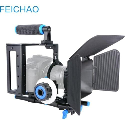 Camera Camcorder DV Video Rig Cage Kit Film Making System w 15mm Rail Rod Follow Focus Handle Grip for Sony/Canon/Panasonic DSLR
