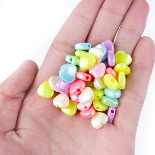 Candy Color Heart Spacer Beads 50/100/200Pcs AB Acrylic Beads For Jewelry Making DIY Bracelet Necklace Accesories
