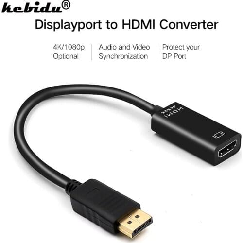 Kebidu 1080P@60Hz HD 4K 720P DP to HDMI-compatible Cable Adapter Display Port Displayport Converter For PC Laptop Projector