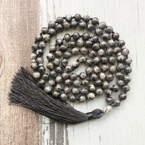 Classic Black Tassel Buddhist Jewelry Men Mala beads Necklace Gift 108 Prayer beads Natural Stone Knotted Buddha Necklaces