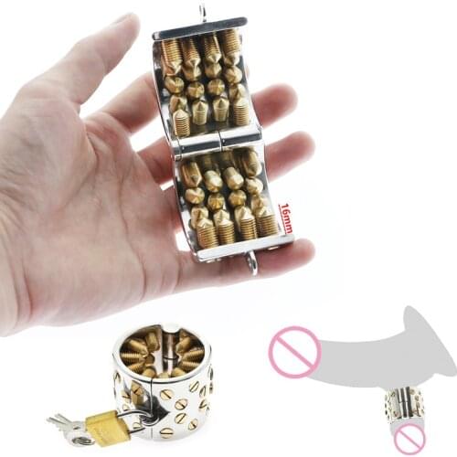 KALIS TEETH 4 ROWS Gold Spiked Cock Ring Extreme BDSM Cock Cage Scrotum Pendant Male Chastity Device Male Torture devices