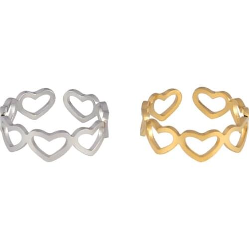 Stainless Steel Rings For Women Gold Color Heart Rings Geometric Statement Open Finger Ring Minimalist Ring Jewelry