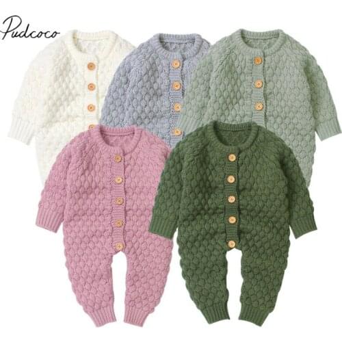 2020 New Style Baby Spring Autumn Clothing Kid Baby Girl Boy Clothes Knit Solid Romper Long Sleeve Jumpsuit Sweater Outfit