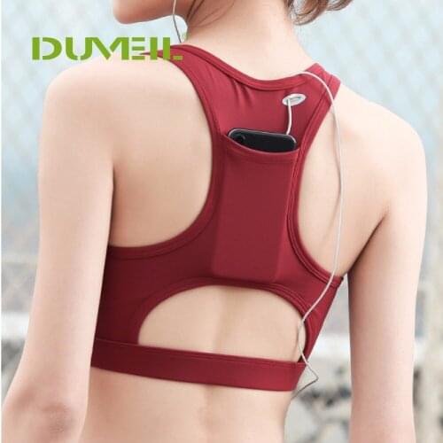 Korean Version Vest I Back Pocket Design Women Sports Bra Sexy Fitness Yoga Bra Compression Workout Tops Quick Dry Underwear