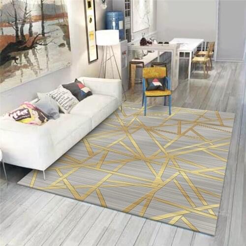 Modern Fashion Small Rug Gold Triangular Geometry Lines Green Gray Rug Living Room Bedroom Bedside Blanket Kitchen Floor Mat