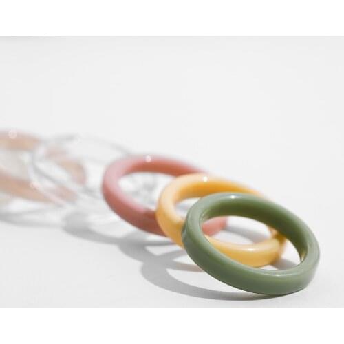 Colorful Geometric Round Acrylic Resin Rings For Women Minimalism Transparent Stacking Knuckle Rings Jewelry Finger Accessories