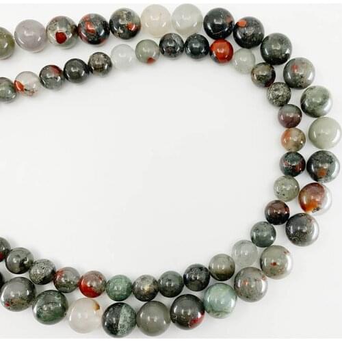 1 strand/lot 4/6/8/10/12 mm Natural African Blood Stone Bead Round Loose Spacer Beads For Jewelry Making Findings DIY Bracelet