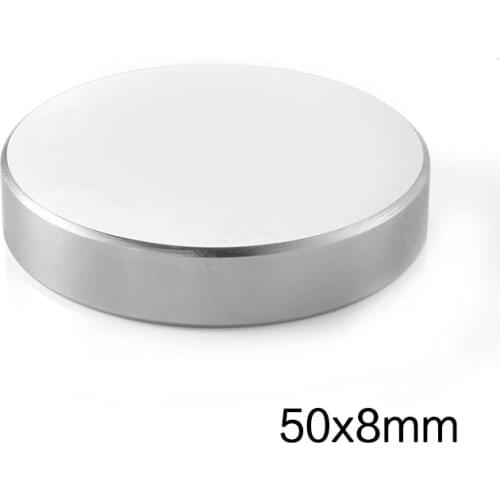 1/2PCS 50x8mm NdFeB Strong Cylinder Rare Earth Magnet 50mmx8mm Round Neodymium Magnets 50x8 mm Big N35 Disc Magnet 50*8 mm