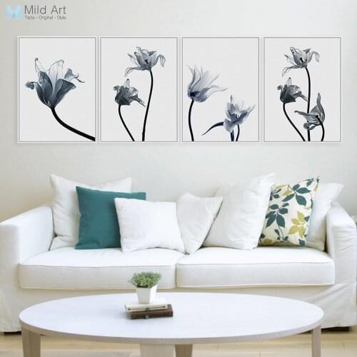 Modern Transparent Flower Floral Tulip Poster Print Nordic Style Living Room Wall Art Picture Home Deco Canvas Painting Custom