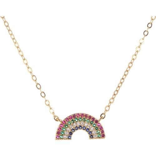 Fashionable and versatile rainbow zircon necklace classic simple clavicle chain lady elegant jewelry