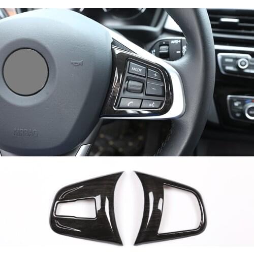 Black Wood Grain For BMW 2 series 218i f45 F46 X1 F48 2016-2019 ABS Steering Wheel Button Cover Trim For BMW X2 F47 2018 2019