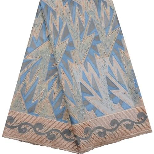 Top End Nigerian Tulle Lace Fabric Embroidery African Swiss Voile Lace In Switzerland With Stones Swiss For Sewing Party F1769