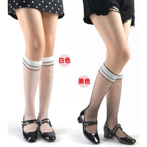 KASURE Striped socks for women White Black Summer Sexy Fishnet Short Sock Fashion Female Ruffle Edge Decoration Stcokings