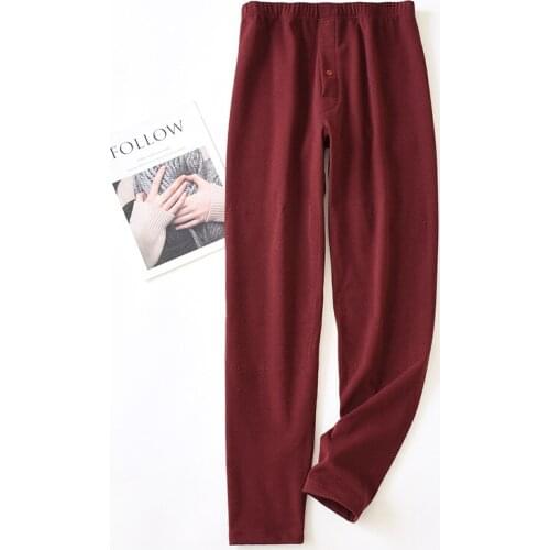 2019 New Couple Warm Pijama Pants Plus Size Winter Sleep Wear Solid Full Length Bottoms Women and Men Velvet Home Pajamas Pants