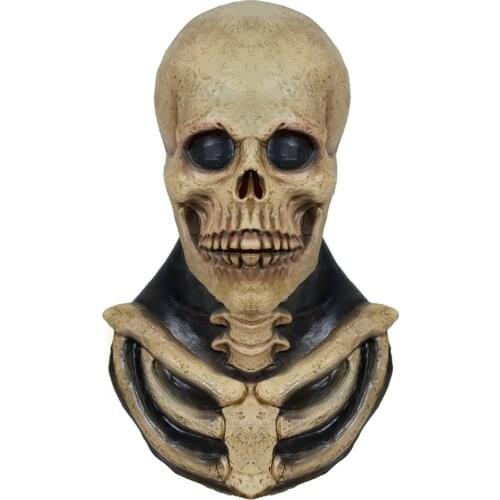 New Skull Skeleton Mask Bone Chest Piece Halloween Costume Horror Evil Latex Rubber Full Head Mask
