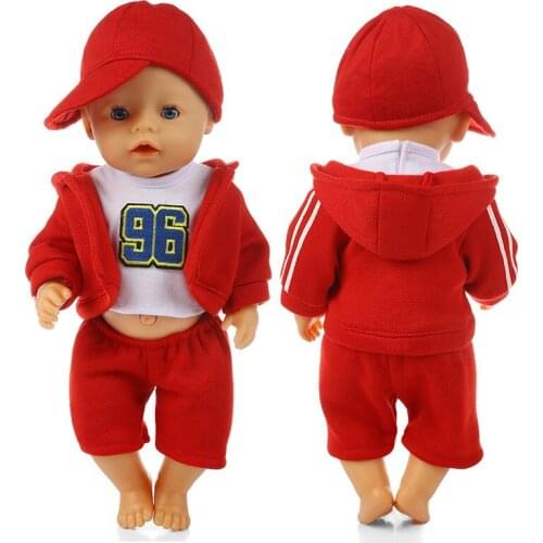 Happy Elfin Baby New Born Fit 18 inch 40-43cm Sportswear Boy Dolls clothes for Baby Doll Accessories Birthday Gift 026