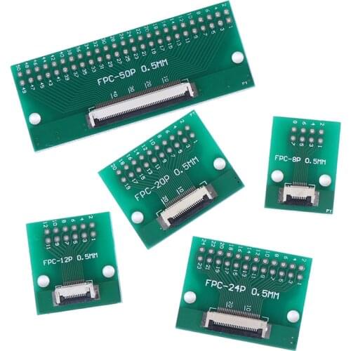 1PCS PCB Converter Board Adapter Socket Plate Welding With Connector 8P/12P/20P/24P/50Pin 0.5mm FFC FPC to DIP 2.54mm