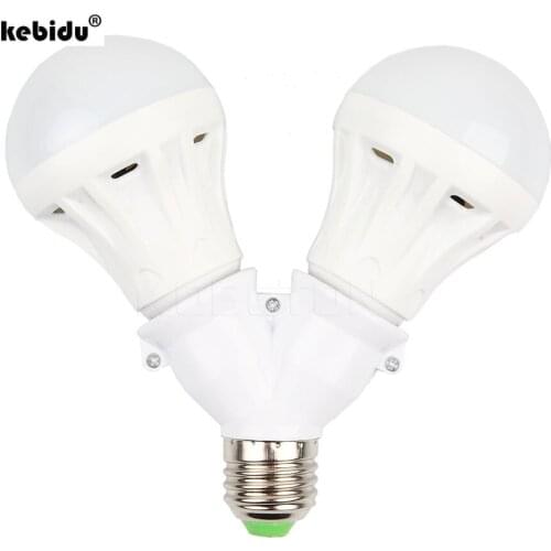 Kebidu 10pcs E27 to Double 2X E27 Socket Base Extend Splitter Halogen Light Lamp Bulb Holder Adapter Converter Copper Contactor