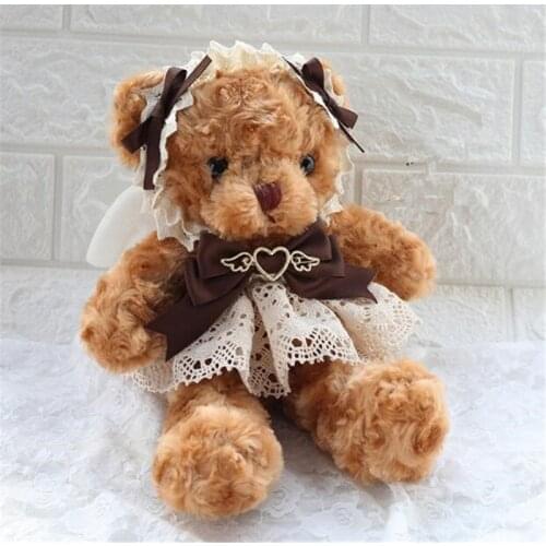 Handmade brown Bear Handbag Cosplay Cute Lolita JK Furry bear Bags With Pearl Chain B1204