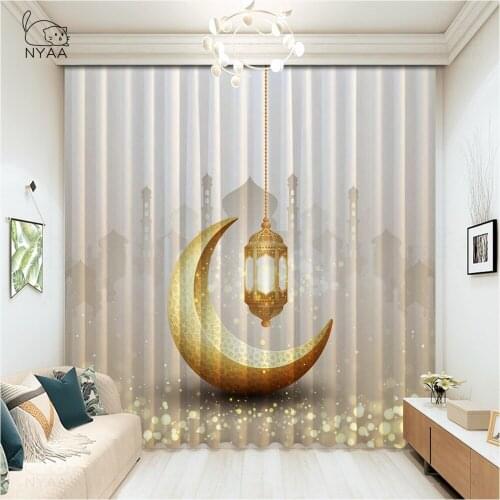 Ramadan Hanging Shiny Lanterns Curtain Roman Curtain Curtains For Living Room Gold Blackout Window Office Curtains Micro Shading