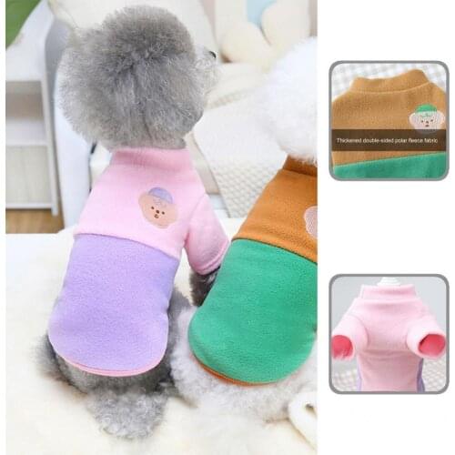 Two-leg Lovely Thickened Pet Dogs Sweater Clothes Easy-wearing Pet Costume Stitching Color Design for Medium Small Dogs