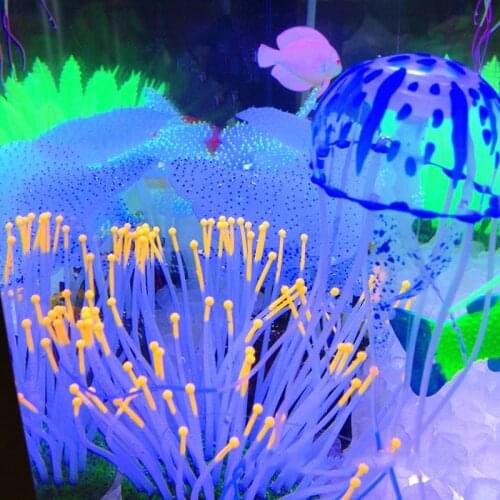 Random Artificial Aquarium Jellyfish Ornament Decor Glowing Effect Fish Tank Decoration Aquatic Pet Supplies Home Accessories
