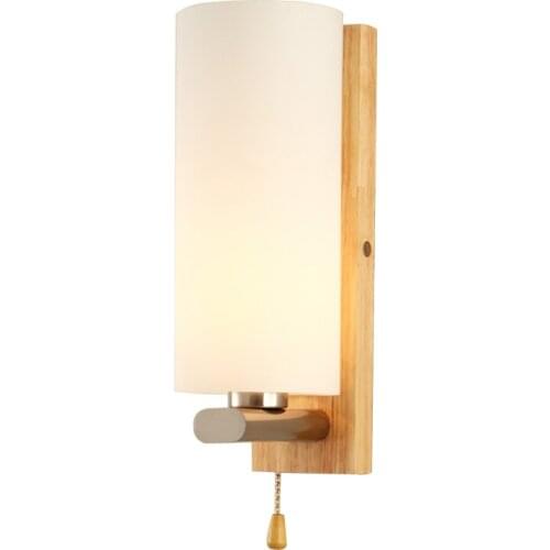 Modern minimalist E27 LED Wall Light Bedside Lights Wood and Acrylic Single Head Wall Lamp for Home Hotel Bedroom Aisle Corridor