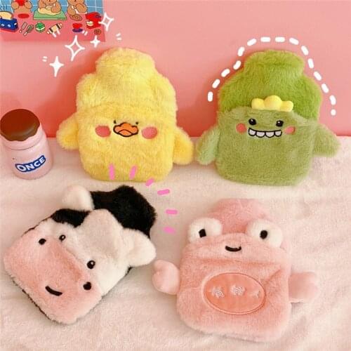 Cute Cartoon Winter Plush Hand Warmer Female Portable Ear Double Water Injection Bag Small Hand Warmer Foot Warmer