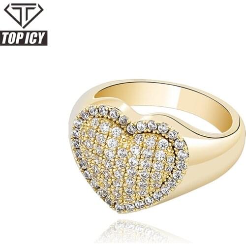 Top Icy Latest Simple Design Punk Ring Heart Shape CZ Diamond Finger Ring For Men Women