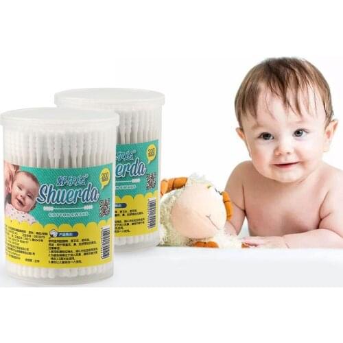 Baby Cotton Swab For Baby 200 Sticks Of Fine Paper Stick Double Screw Cotton Swabs Sanitary Cleaning Disposable Child Care Tools