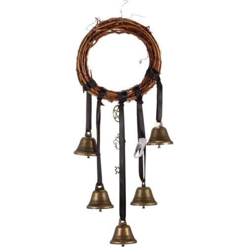 Witch Style Wind Bell Rattan Weaving Pentagram Vintage Mysterious Magic Decoration Witchcraft Attractive Wind Chime Ornament