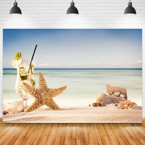Summer Sea Ocean Beach Sky Sand Starfish Shell Backdrops Vinyl Photography Background For Photo Studio Baby Birthday Party Shoot