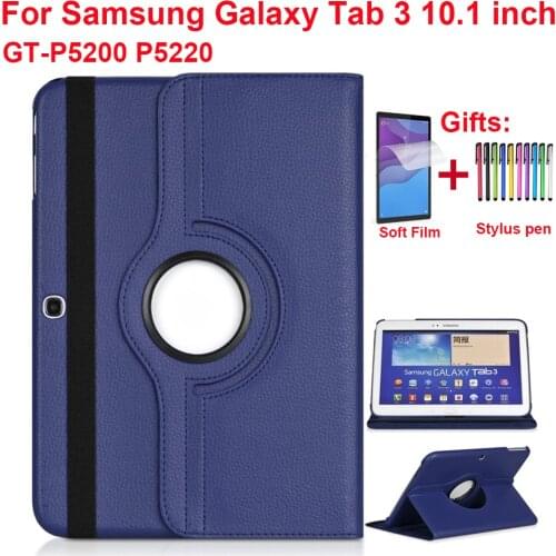 360 Rotating Case For Samsung Galaxy Tab 3 10.1 inch P5200 P5220 P5210 GT-P5200 Tab3 10.1 Cover PU Leather Stand Tablet Cover