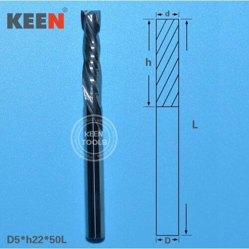 Up &Down Cut 5*22mm Two Flutes Carbide Endmill CNC Router Cutter Bit, CNC Milling Cutter Wood Router Tools