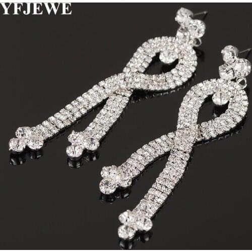 YFJEWE Luxury Wholesale New Jewelry Drop Earrings for Women Full Austrian Rhinestone Bridal Earrings Prom Jewelry Gift E356