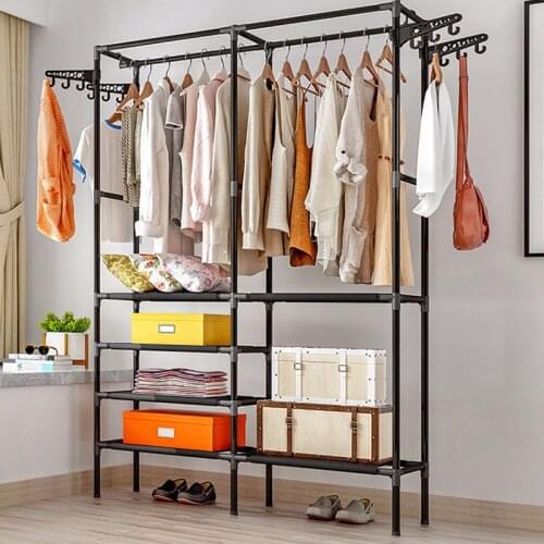 Iron Art Coat Rack Floor Bedroom Hanger Simple Modern Home Hanger Economical Rack Multifunctional Shelf Heightened Bottom Corner