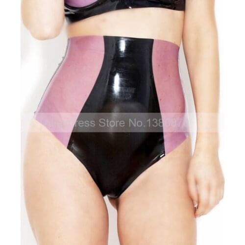 Female High Waist Sexy Rubber Latex Panties Briefs Tight Knickers Women Spliced Underwear Lingerie S-LPW053
