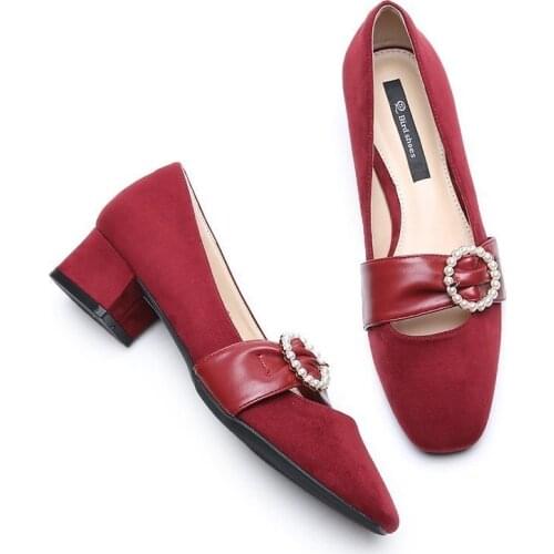 LLOGAI New Breathable Womens Thick-heeled Shoes Fashion Shallow Mouth Womens Heeled Shoes Comfortable Womens Heeled Shoes