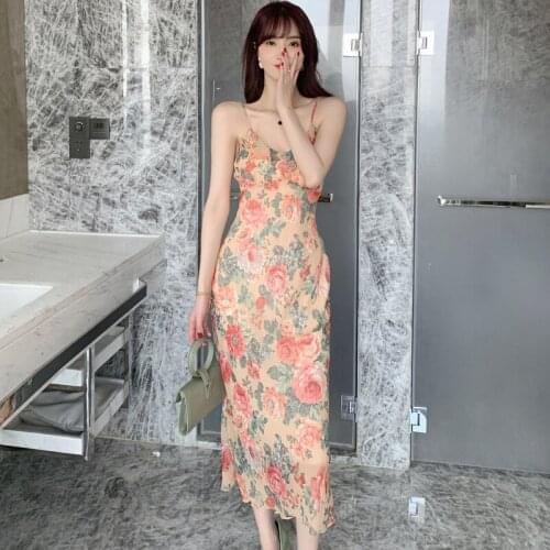 Print Flower Sweet Cute Backless Summer Dress Casual Off Shoulder Dresses for Women Sheath Sexy Fashion Dress for Women Clothing