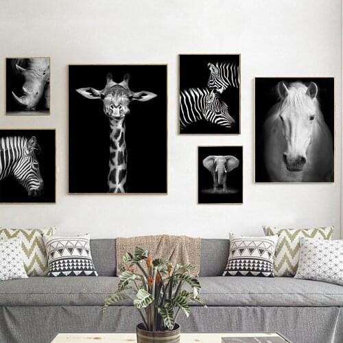 Canvas Painting Animal Wall Art Lion Elephant Deer Zebra Posters and Prints Wall Pictures for Living Room Decoration Home Decor