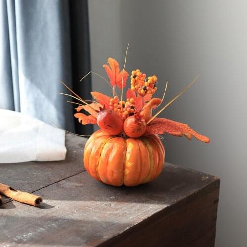 1 Bunch Artificial Flowers Bouquet Fake Pomegranate Fruit Halloween Pumpkin Decor Autumn Maple Leaves Plant Halloween Decor