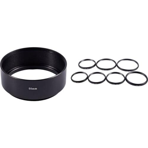 1 Set 7 Filter Adapter Camera Lens Filter Ring Adapter Set & 1 Pcs Screw in Mount Camera Metal Lens Hood