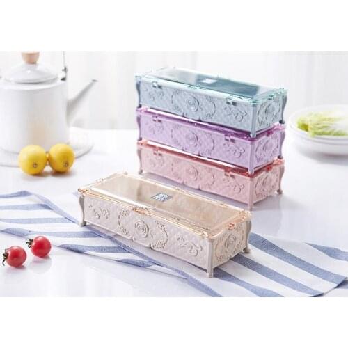 1PC Creative Rose Carved Kitchen Chopstick Storage Box Drainage Tableware Container Plastic Dust-proof Organizer OK 0829
