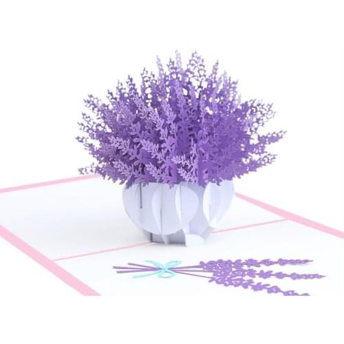 10pcs Hollow Lavender Handmade Origami 3D Pop UP Greeting Card Invitation For Wedding Birthday Xmas Party Souvenirs Gift