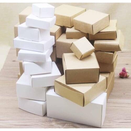 20pc more size gifts package box vintage kraft white paper candy boxes soap favors Package box home party suppiles