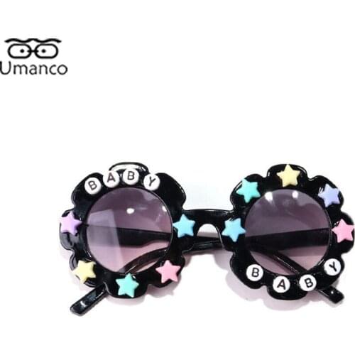 2021 Fashion Cartoon Sunglasses for Children Star Letter Plastic Frame Grey AC Lens Boys Girls Sun Glasses Gift Travel UV400