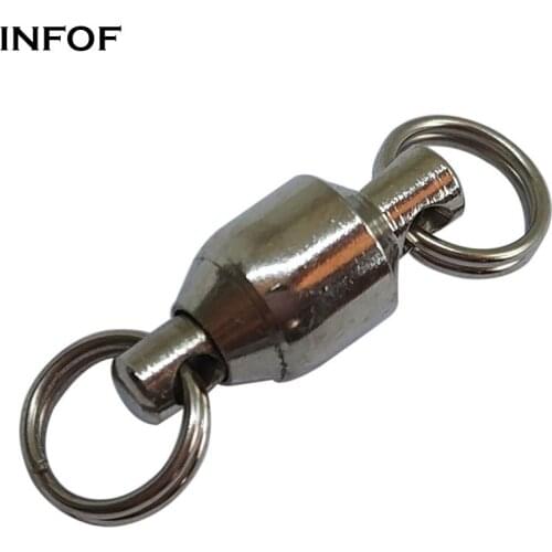 INFOF 50 pieces/lot Carp Fishing Swivels Ball Bearing Swivel with Split Ring Fishing Connector Sea Terminal Tackle pesca